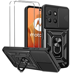 Etui do Motorola Moto G15 / G15 Power SLIDE RING CASE PANCERNE + 2x SZKŁO HARTOWANE
