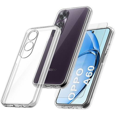 Etui do Oppo A60 WZMACNIANE 360° CLEAR CASE + SZKŁO HARTOWANE