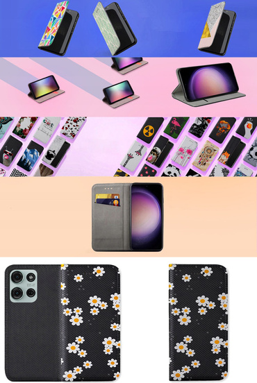 ETUI do Motorola Moto G75 5G MAGNET WZORY + SZKŁO