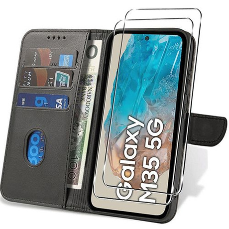 Etui do Samsung Galaxy M35 5G SKÓRZANE SKIN + 2x SZKŁO 9H