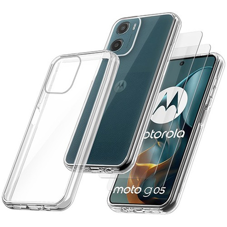 Etui do Motorola Moto G05 / E15 WZMACNIANE 360° CLEAR CASE + 2x SZKŁO HARTOWANE