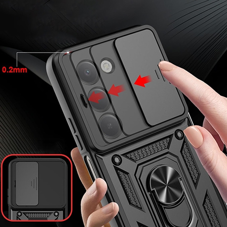 Etui do Xiaomi Redmi 15 4G / 5G SLIDE RING CASE PANCERNE + 2x SZKŁO HARTOWANE