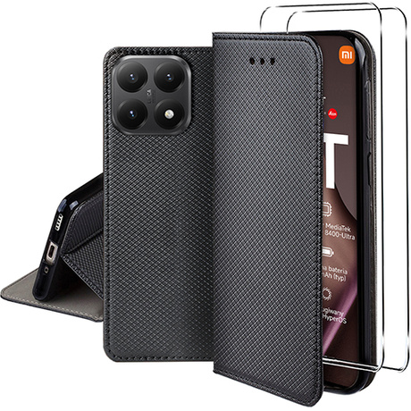 Etui z klapką do Xiaomi 15T SMART MAGNET CASE + 2X SZKŁO HARTOWANE