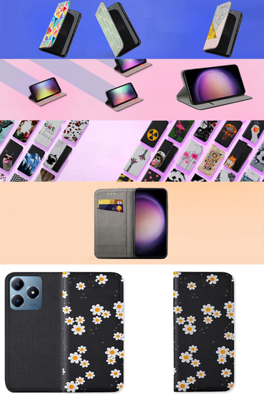 ETUI do Realme Note 60 / C63 / C61 MAGNET WZORY + SZKŁO