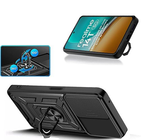 Etui do Realme 14 5G / 14T 5G SLIDE RING CASE PANCERNE + 2x SZKŁO HARTOWANE
