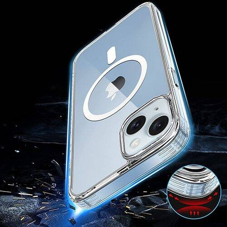 Etui do iPhone 15 DO MAGSAFE WZMACNIANE ANTI SHOCK CLEAR CASE + Szkło 9H