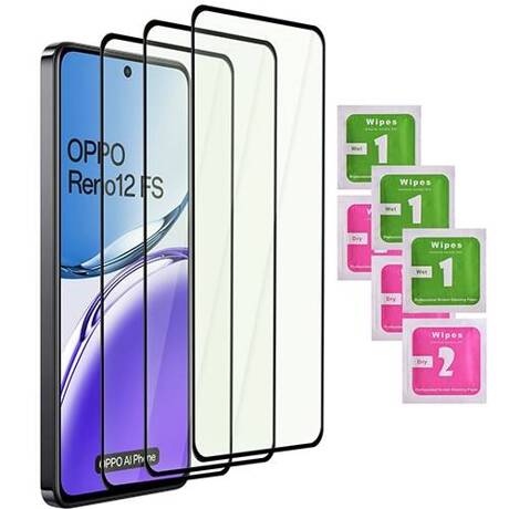 3x SZKŁO HARTOWANE 9D na cały ekran do Oppo Reno 12F 5G / 12 FS 5G