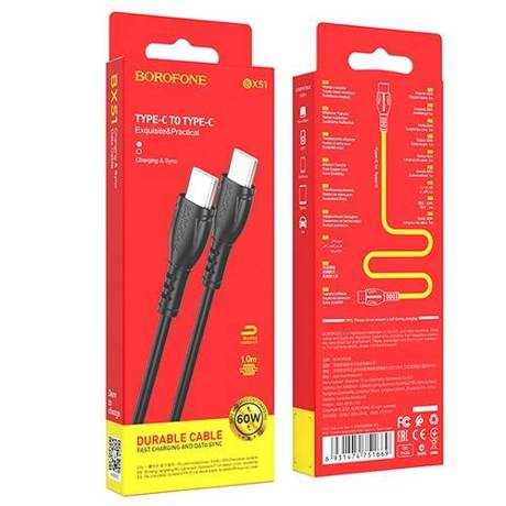 BOROFONE KABEL USB-C TYPE-C PD 60W QUICK CHARGE 3A 1M