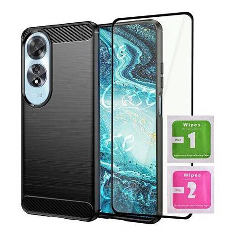 ETUI PANCERNE KARBON do OPPO A60 + SZKŁO 5D