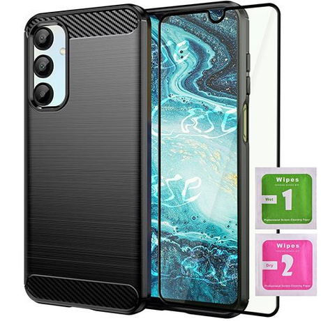 ETUI PANCERNE KARBON do Samsung Galaxy A16 4G / 5G + SZKŁO 5D