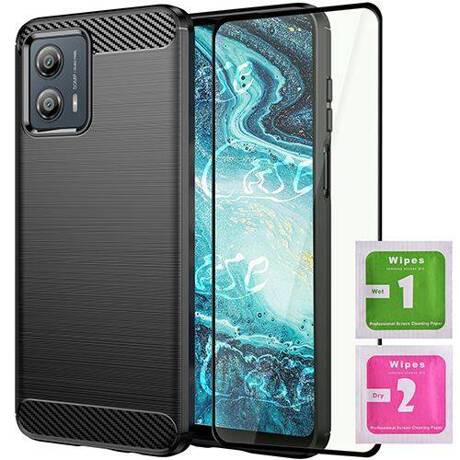 ETUI do MOTOROLA MOTO G53 5G PANCERNE KARBON CASE + SZKŁO 5D