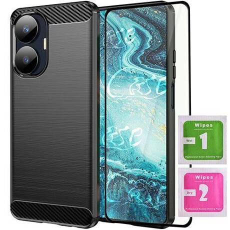 ETUI do REALME C55 PANCERNE KARBON CASE + SZKŁO 5D