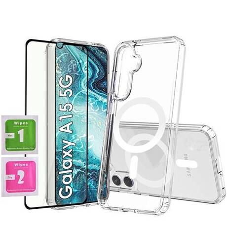 ETUI do Samsung Galaxy A15 4G / A15 5G MagSafe Silicone Case + SZKŁO HARTOWANE 5D na cały ekran