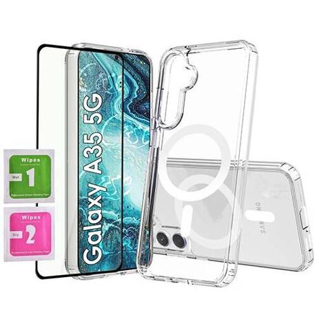 ETUI do Samsung Galaxy A35 5G MagSafe Silicone Case + SZKŁO HARTOWANE 5D na cały ekran