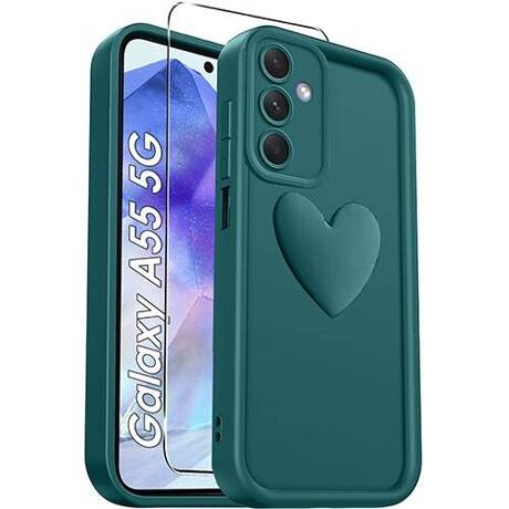 ETUI do Samsung Galaxy A55 5G SILIKONOWE MATOWE SERCE CASE + SZKŁO