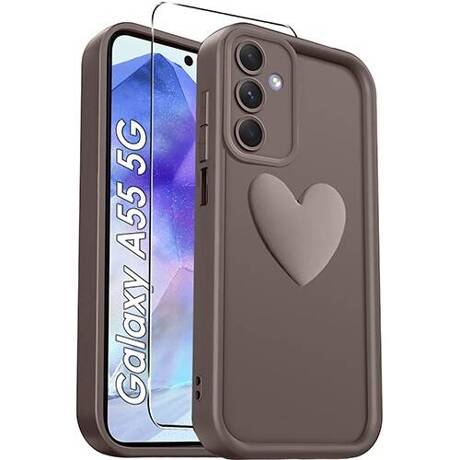 ETUI do Samsung Galaxy A55 5G SILIKONOWE MATOWE SERCE CASE + SZKŁO