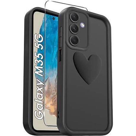 ETUI do Samsung Galaxy M35 5G SILIKONOWE MATOWE SERCE CASE + SZKŁO