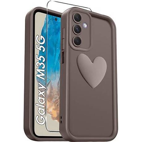 ETUI do Samsung Galaxy M35 5G SILIKONOWE MATOWE SERCE CASE + SZKŁO