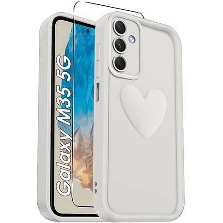 ETUI do Samsung Galaxy M35 5G SILIKONOWE MATOWE SERCE CASE + SZKŁO