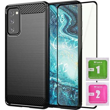 ETUI do Samsung Galaxy S20 FE PANCERNE KARBON CASE + SZKŁO 5D