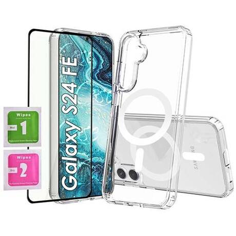 ETUI do Samsung Galaxy S24 FE MagSafe Silicone Case + SZKŁO HARTOWANE 5D na cały ekran