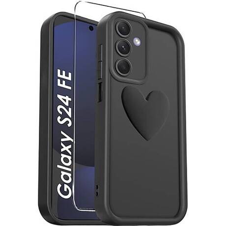 ETUI do Samsung Galaxy S24 FE SILIKONOWE MATOWE SERCE CASE + SZKŁO