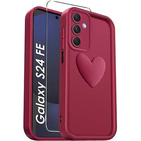 ETUI do Samsung Galaxy S24 FE SILIKONOWE MATOWE SERCE CASE + SZKŁO