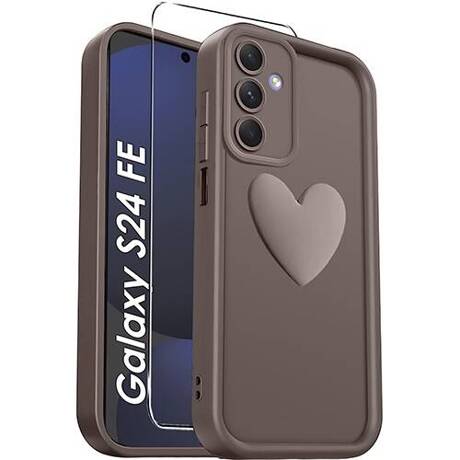 ETUI do Samsung Galaxy S24 FE SILIKONOWE MATOWE SERCE CASE + SZKŁO