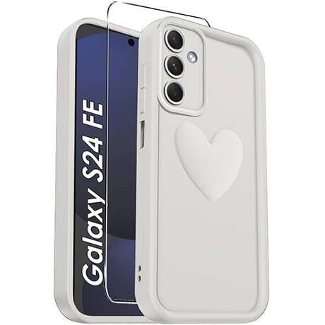 ETUI do Samsung Galaxy S24 FE SILIKONOWE MATOWE SERCE CASE + SZKŁO