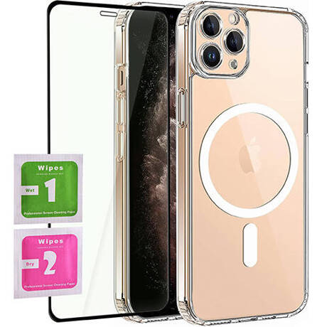 ETUI do iPhone 11 Pro MagSafe Silicone Case + SZKŁO HARTOWANE 5D na cały ekran