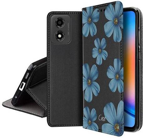 Etui SKÓRZANE do Motorola Moto E14 wzory PORTFEL + SZKŁO