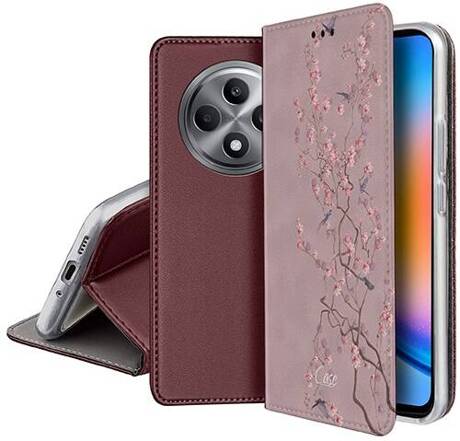 Etui SKÓRZANE do Oppo Reno 12F 5G / 12 FS 5G wzory PORTFEL + SZKŁO