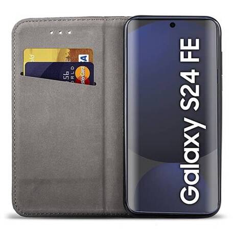 Etui SKÓRZANE do Samsung Galaxy S24 FE wzory PORTFEL + SZKŁO