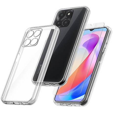 Etui do Honor X6a WZMACNIANE 360° CLEAR CASE + SZKŁO HARTOWANE