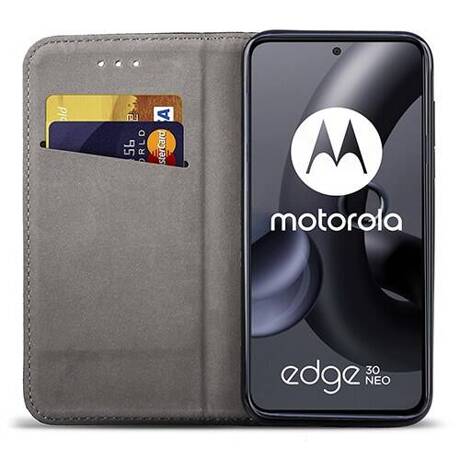 Etui do Motorola Edge 30 Neo skórzane magnetyczne z klapką + SZKŁO HARTOWANE