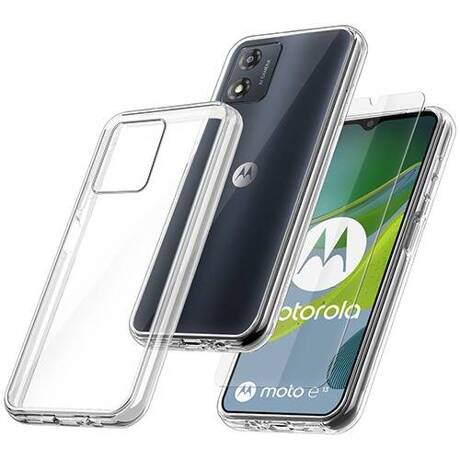 Etui do Motorola Moto E13 WZMACNIANE 360° CLEAR CASE + SZKŁO HARTOWANE