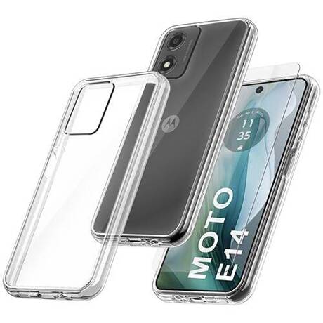 Etui do Motorola Moto E14 WZMACNIANE 360° CLEAR CASE + SZKŁO HARTOWANE