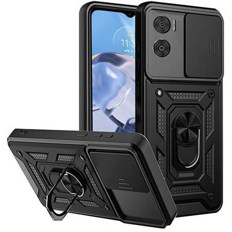 Etui do Motorola Moto E22 / E22i SLIDE RING CASE PANCERNE + SZKŁO HARTOWANE