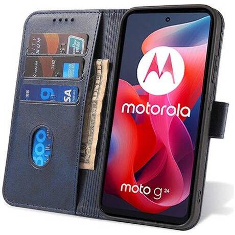 Etui do Motorola Moto G04 / G24 / G24 Power SKÓRZANE SKIN + SZKŁO HARTOWANE