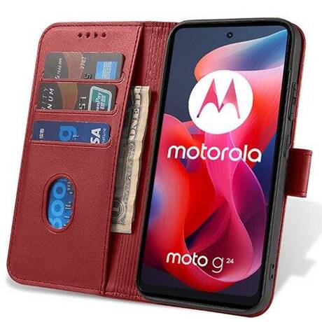 Etui do Motorola Moto G04 / G24 / G24 Power SKÓRZANE SKIN + SZKŁO HARTOWANE