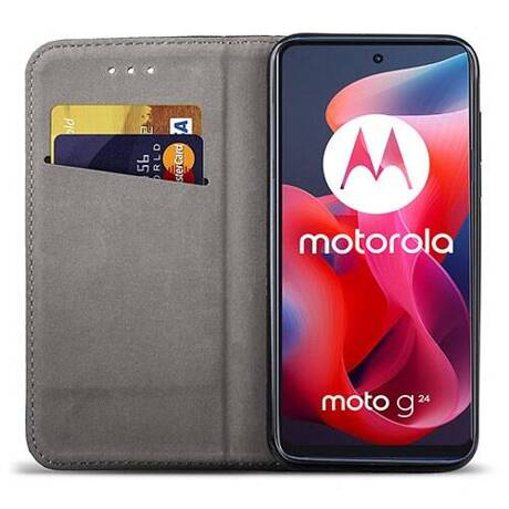 Etui do Motorola Moto G04 / G24 / G24 Power skórzane magnetyczne z klapką + SZKŁO HARTOWANE