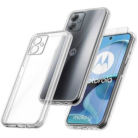 Etui do Motorola Moto G14 WZMACNIANE 360° CLEAR CASE + SZKŁO HARTOWANE