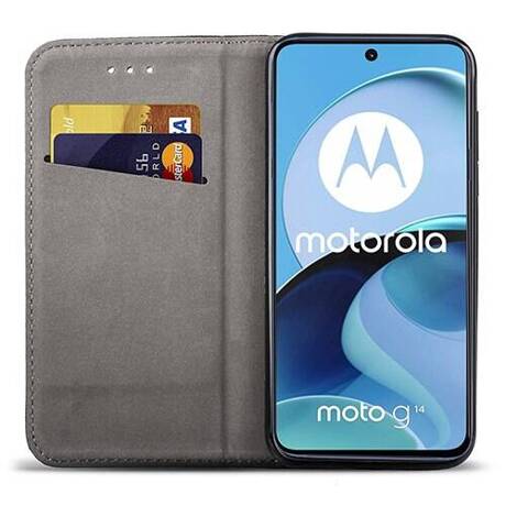 Etui do Motorola Moto G14 skórzane magnetyczne z klapką + SZKŁO HARTOWANE