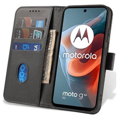 Etui do Motorola Moto G34 5G SKÓRZANE SKIN + SZKŁO HARTOWANE