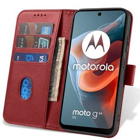 Etui do Motorola Moto G34 5G SKÓRZANE SKIN + SZKŁO HARTOWANE