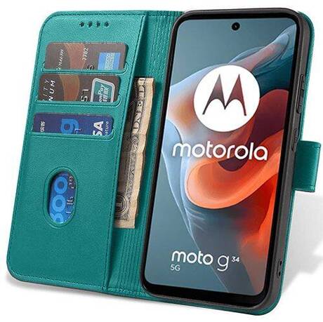 Etui do Motorola Moto G34 5G SKÓRZANE SKIN + SZKŁO HARTOWANE