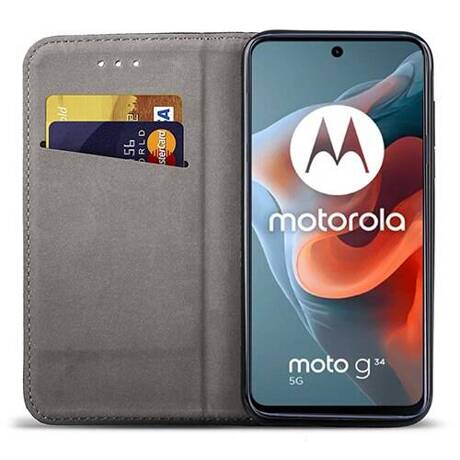 Etui do Motorola Moto G34 5G skórzane magnetyczne z klapką + SZKŁO HARTOWANE