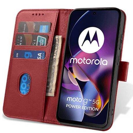 Etui do Motorola Moto G54 5G SKÓRZANE SKIN Portfel Case + SZKŁO HARTOWANE