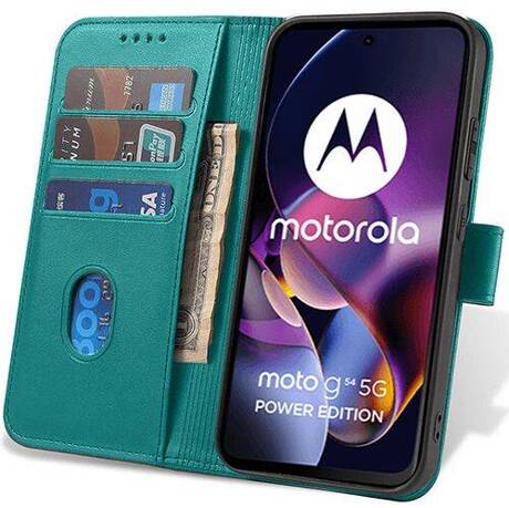 Etui do Motorola Moto G54 5G SKÓRZANE SKIN Portfel Case + SZKŁO HARTOWANE