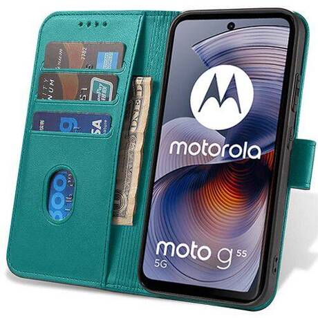 Etui do Motorola Moto G55 5G SKÓRZANE SKIN + SZKŁO HARTOWANE